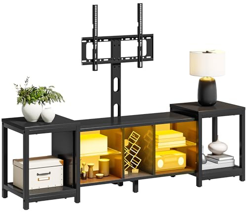 YITAHOME 104-174CM cm Adjustable TV Stand Cabinet with TV Installation Bracket for TVs up to 70 inch with 7 RGB LED 22 Modes Lights Entertainment Centre for Living Room and Bedroom