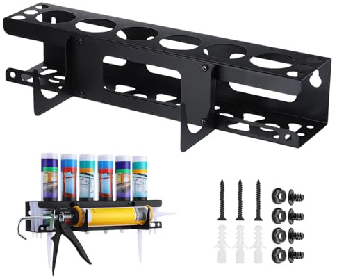 MidingChai Polyvalent Support Aerosol, Support Cartouche Silicone Utilitaire, Support Mural pour Flacon Pulvérisateur, 6 Trous Pour Tubes en Silicone，Pot Rack Studio Pour Garage, Atelier et Maison