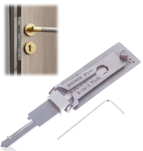 Ma/Ster Key Decoder Lock Picking Tool,2 in 1 Lock Pick & Decoder,Lo/ck Picking Kit for Beginners,Auto Key Extractor Kit,Stain/Less Ste/el Material,Pick Locking Set,Lockpicking Training Set(ss002pro)
