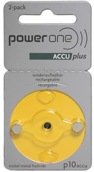 PowerOne ACCU plus Size 10 Rechargeable Hearing Aid Batteries