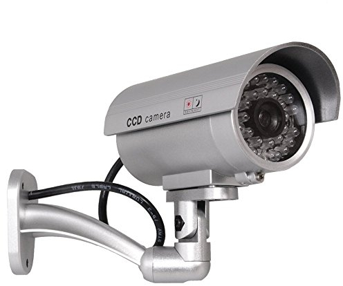 Maclean Videocamera Fittizia IR9000 B con IR e LED Telecamera Finta Falsa Dummy Camera Sorveglianza CCTV Colore Argento