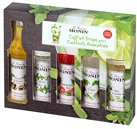 MONIN - Coffret pour Cocktails - Passion, Coco, Fleur de Sureau, Mojito et Fraise - 5x5cl