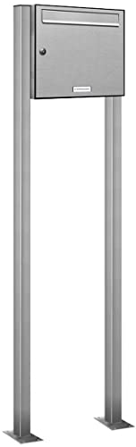 AL Briefkastensysteme 1er V2A Edelstahl Standbriefkasten rostfrei als 1 Fach Briefkastenanlage DIN A4 in Postkasten Briefkasten Design modern