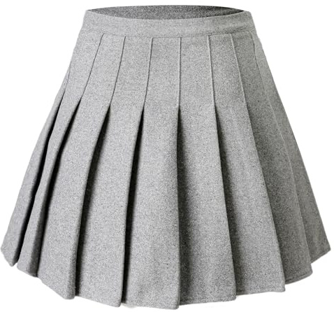 HOEREV Donne Ragazze Tessuto di Lana Spessa per Il Freddo Versatile Plaid Gonna A Pieghe con Pantaloncini,Grigio Chiaro,EU32,IT38