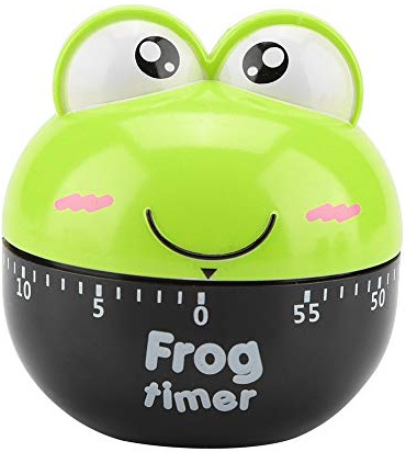Kökstimer timer tecknad djurform groda nedräkningstimer mekanisk kökstimer äggklocka/timer köksklocka köksklocka för hushåll matlagning bakning studier (grön)