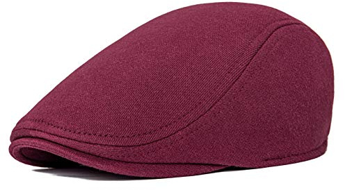 BOTVELA Men's Cotton Flat Ivy Gatsby Newsboy Driving Hat Cap (Burgundy)