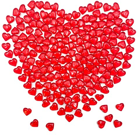 LYFJXX 200pcs Red Acrylic Hearts Shaped Crystals Reusable Gems for Table Scatter Photography Accessories Props Decoration for Wedding Decor Photography Props Vase Fillers (22MM red Heart-Shaped)