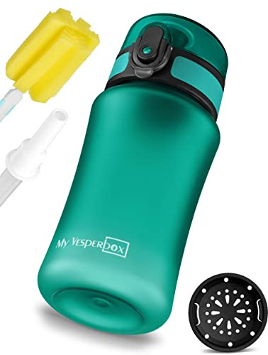 My Vesperbox® vattenflaska för barn – läckagesäker och lämplig för kolsyrade drycker – Water Bottle Kids – för skola och sport – barnflaska för flickor och pojkar – inkl. extra packning