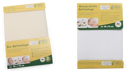 GRÜNSPECHT Bio-Betteinlage 50x70cm, Matratzenschutz & wasserdichte Betteinlage 50x70cm, Matratzenschutz