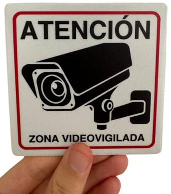 LEIASA Cartel Zona Videovigilada - 10x10 cm - Aluminio - Reflectante - Grosor 0.6 mm - Cartel Videovigilancia - Impresión UV - Resistente Exterior (Cartel Videovigilancia pequeño)