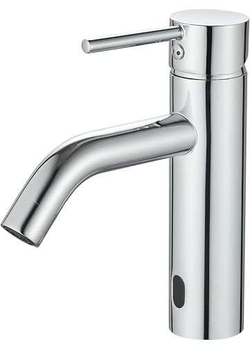 GERUIKE Infrarouge Robinet Salle Bain Automatique Robinet Cuisine Mitigeur Lavabo Acier Inoxydable Robinet Infrarouge Lave Main Chromé Argent