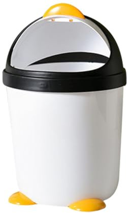 Lurrose Papelera De Tapa Abatible, Tamaño Mini, Plástico Resistente, Color Blanco y Negro, Para Oficina y Coche, Adecuado Para Niños y Escritorio
