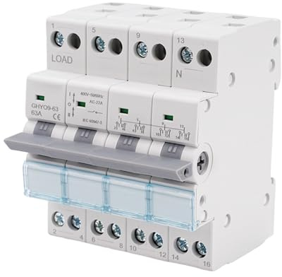 Conmutador 4P 63A Conmutador de transferencia manual de doble potencia AC 400V interruptor seccionador de transferencia manual doble potencia con indicador potencia Montaje en carril DIN.