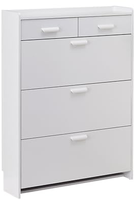 DESALAI 3-Door Shoe Cabinet with Drawers, 2 Tier Tipper Storages Cabinet, Narrow Removable Shelves for Apartments, Entryway, 100×24×120cm, White