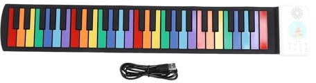 Brilluxa Clavier électronique, 49 touches, roulettes, piano avec haut-parleur et prise casque, clavier numérique portable avec 47 timbres et 14 chansons de démonstration pour enfants débutants
