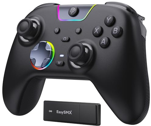 EasySMX X05PRO Controller Wireless PC con Tasti Quiet, Trigger 2 Livelli, Joystick Hall, 2 Pulsanti Programmabili, Batteria 1000mAh, Compatibile PC Windows/Switch/Android/iOS-Nero