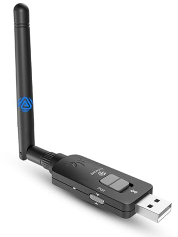 Avantree DG60 Aura – Lungo raggio Trasmettitore Auracast & Adattatore USB Bluetooth 5.4 2-in-1 per Cuffie, Chip Qualcomm, aptX Adaptive, Firmware Aggiornabile, Trasmette Audio del PC a Più Auricolari