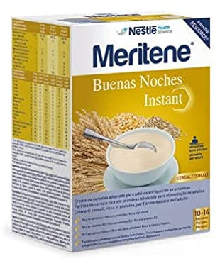 Meritene Nutrición Reforzada Buenas Noches | Crema de Cereales para Cena | Rica en Proteínas, Vitaminas y Minerales | Sin Azúcar Añadida | Fácil de Ingerir | Para Personas Mayores | 520g