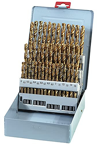 Juego de brocas rectificadas decimales, 6-10 mm, HSS TIN P010/41 Fervi recubiertas al tin