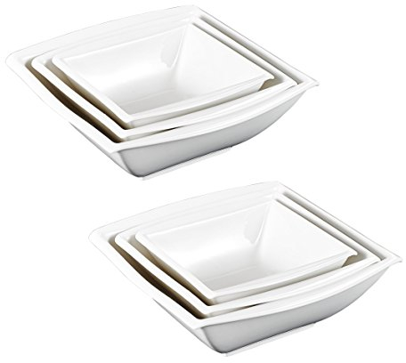 MALACASA, Série Blance, 6pcs Assiettes à Soupe, Bol à Céréales en Porcelaine, Saladier Combiné Service de Table