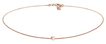Elli Halskette Damen Choker Herz Anhänger Filigran in 925 Sterling Silber Rosévergoldet
