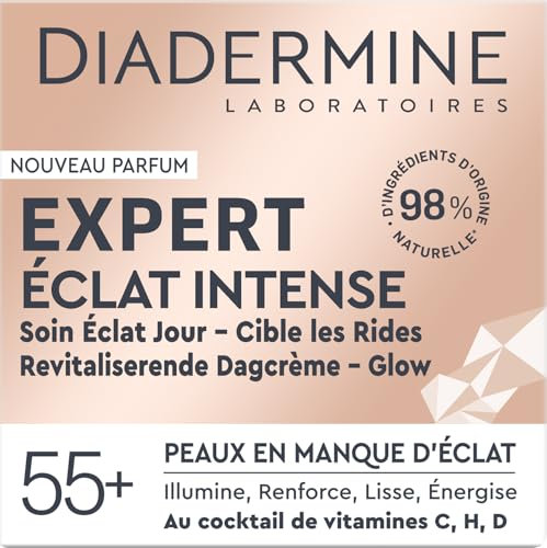 Diadermine - Expert Crème Visage Eclat Intense Jour - Soin raviveur d'éclat jour - Peaux matures et exigeantes - Illumine, Renforce, Lisse, Energise - Soin du Visage - Soin Anti-Age - Pot de 50 ml