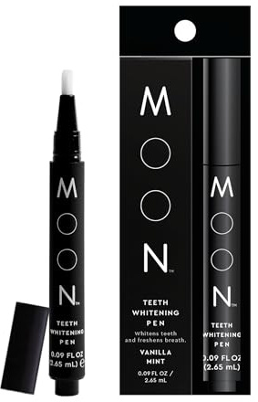 MOON Teeth Whitening Pen, Vanilla Mint, 0.09 Fl Oz, Gentle on Teeth, Whitens with Antioxidants & Essential Oils, Vegan Whitening Gel in an Easy Applicator