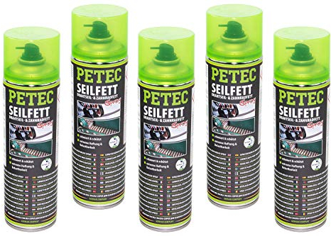 5x PETEC 500ml Seilfett Spray Drahtseil-& Zahnradfett Schutz Schmierung Grease