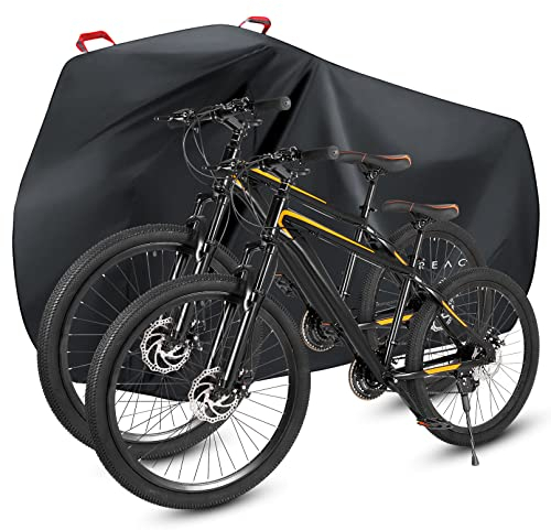 Faireach Fahrradabdeckung für 2 Fahrräder, Fahrradabdeckung Wasserdicht mit Schlosslöchern, Fahrradschutzhülle Winddicht Anti-Staub-Regen-Schnee-UV für Mountainbike & Rennrad