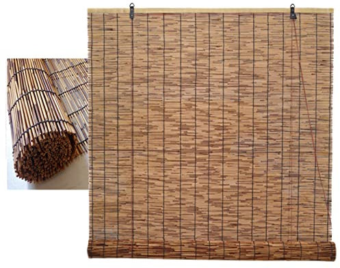 LIGUOYI Store en Roseau Rideau en Roseau Naturel, Store Antis-Regard en Bambou Rideau Exterieur Terrasse, avec Dispositif De Levage, Protection De La Vie Privée Enroulable Store Exterieur