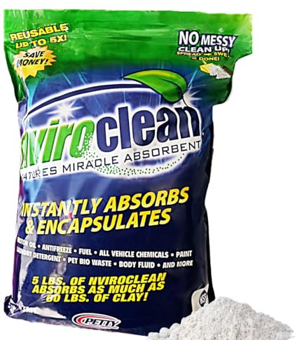 nviroclean 5 LB (Pack of 1) Super Absorbent & Encapsulant Spill Cleanup up to 24lbs, for Home, Commercial, & Industrial Use for Oil, Antifreeze, Food, Paint, Pet Waste, Body Fluids & More