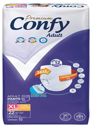 Confy Inkontinenzhosen – Pants für Erwachsene, Gr. XL (22 Stück) – elastisch, diskret & saugstark – Einweg-Windelhosen für Männer & Frauen