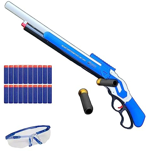 Shell Ejecting Toy Shotgun Lever Action Soft Foam Dart Blaster Gun with Safe Goggles for Teen Shooting Games