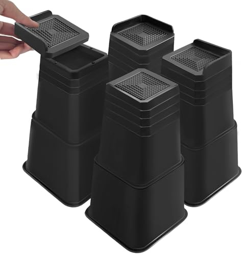 shouwuhho Sänghöjare 30 cm kraftiga, överdimensionerade möbelhöjare stöder upp till 2,7 kg för soffbord soffstol ben ram sovsal (4-pack, svart, 30 cm)