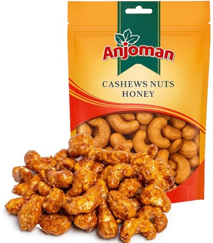 Anjoman Premium Honey Roasted Cashews 180g | Crunchy Cashew Nuts | Healthy Roasted Nuts & Seeds Plant Based Protein | Ready to Eat Healthy Snacks Food