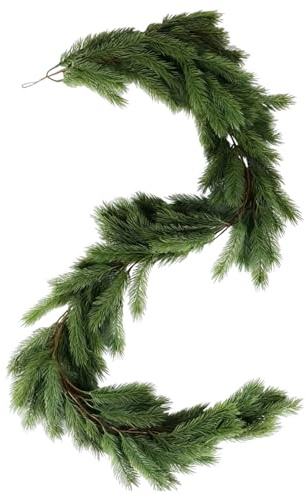 Ghirlanda Natalizia 270cm/8.86ft, Ghirlanda di Pino Artificiale con 204 Rami Verde Abete, Festone di Pino Natalizio, Decorazione Natalizia per Esterno ed Interni, Scale, Porta, Camino (270CM)