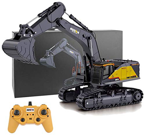 WANENGEDIY Excavadora teledirigida, 1:14, 22 canales, 2,4 G, vehículo técnico con rotación de torre de 660° y bocina, excavadora de orugas para adultos y jóvenes