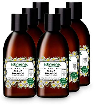 alkmene Glanz Shampoo mit Bio Kamille - Haarshampoo für stumpfes & sprödes Haar - veganes Shampoo ohne Silikon, Parabene, Mineralöl, SLS & SLES - Haarpflege im 6er Vorteilspack (6x 250 ml)
