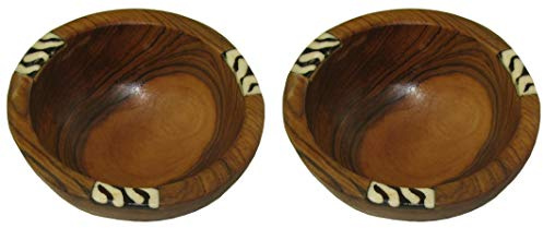 Lot de 2 bols à sauce en bois d'olivier 10 cm Commerce équitable