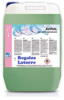 AVIRAL. Gel Hidroalcohólico Sanitizante. 70% Alcohol. En dosificador de 500ml. o garrafa de 5 Litros. (1 Garrafa de 5 Litros)
