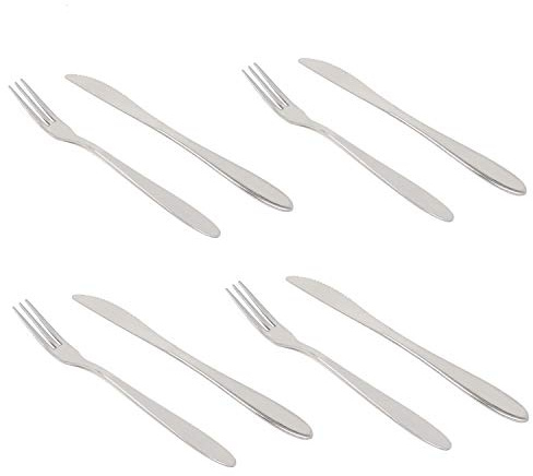 Honbay 8PCS Mini Stainless Steel Cake Dessert Appetizer Salad Forks and Knifes for Party Bar Home