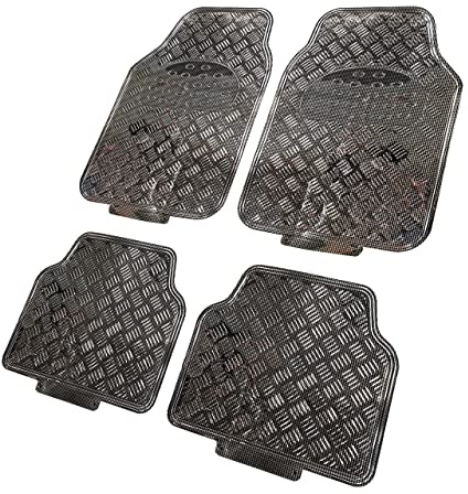 Enerfero Juegos de Alfombrillas Coche 4Pcs Diseño Metálico Universal Color Negro,Azul,Carbon y Brillo (024649)