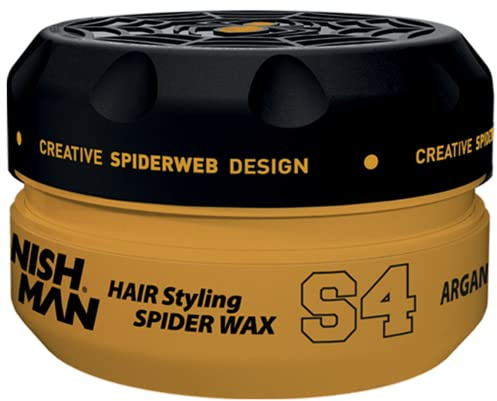 NISHMAN Aqua Spider Wax S4 – Argan 150g – Profumo Gold One – Tenuta Forte e Finitura Lucida Cera per Capelli da Uomo, Styling Flessibile per Tutti i Tipi di Capelli