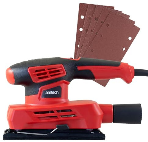 Amtech - Electric Sander for Wood with Dust Collector for Walls, Floors, and More, Home DIY, Versatile, Easy to Use, Long Reach for Smooth Finish, Sanding Machine for Larger Flat Surfaces (230V, 160W)