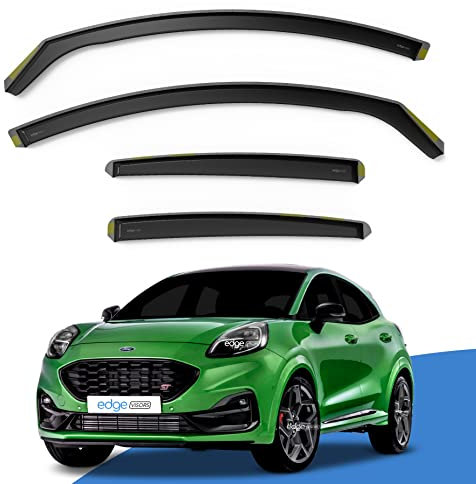 EdgeVisors Wind Deflectors | Fits: Ford Puma (2019-onwards) 5 Door SUV 4pc Set | In-Channel Rain Guards for Wind, Rain & Sun Protection, Easy Installation - Tinted