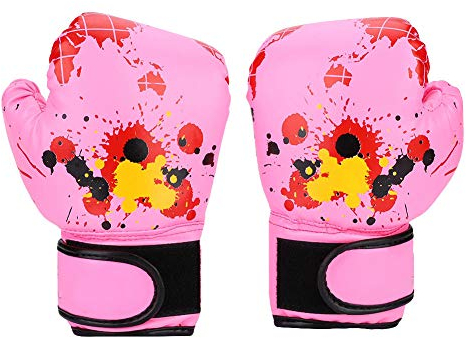 Kinder Box Handschuhe, Boxing Gloves Kid, PU Boxhandschuhe Sparring Gloves, Junior Sparringhandschuhe zum Boxsack Training, MMA, Muay Thai, Kickboxen & Kampfsport(Rosa)
