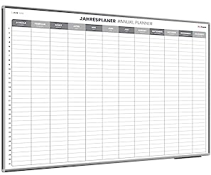 ALLboards Magnetischer Jahresplaner 120x90cm für Jahresplanungen, einfach zu beschreiben Jahresplaner Wandkalender Memoboard Magnettafel auf Deutsch