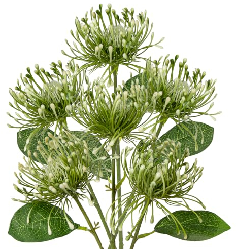 Briful 6PCS Artificial Mums Spring Flowers 4'' Green Spider Chrysanthemum Fake Flowers Bouquet for Home Vase Centerpieces Arrangements Bridal Shower Decoration