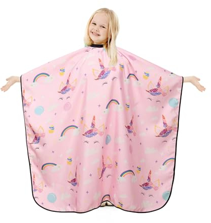 Zasjon Friseurumhang Kinder Haarschneideumhang mit Verstellbaren Schnappverschluss,Haarschnitt Umhang Friseur Zubehör Cartoon Friseurumhang für Kinder Haarschneidezubehör Barber Cape für Mädchen Junge