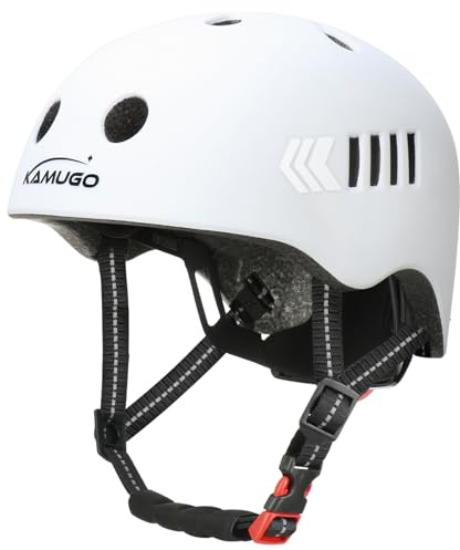 KAMUGO Toddler Helmet Kids Bike Helmet for Ages 2-8 Years Girls Boys,Child Adjustable Helmet Multi-Sport Bicycle Skateboard Skating Scooter Cycling Inline Skates (White)